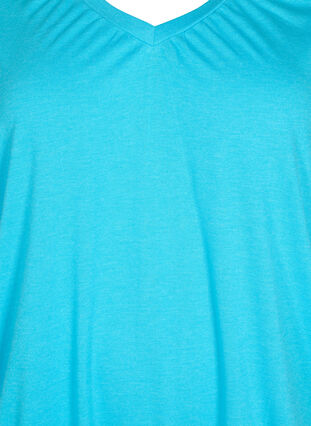 Meliertes T-Shirt mit elastischem Saum, Blue Atoll Mél, Packshot image number 2