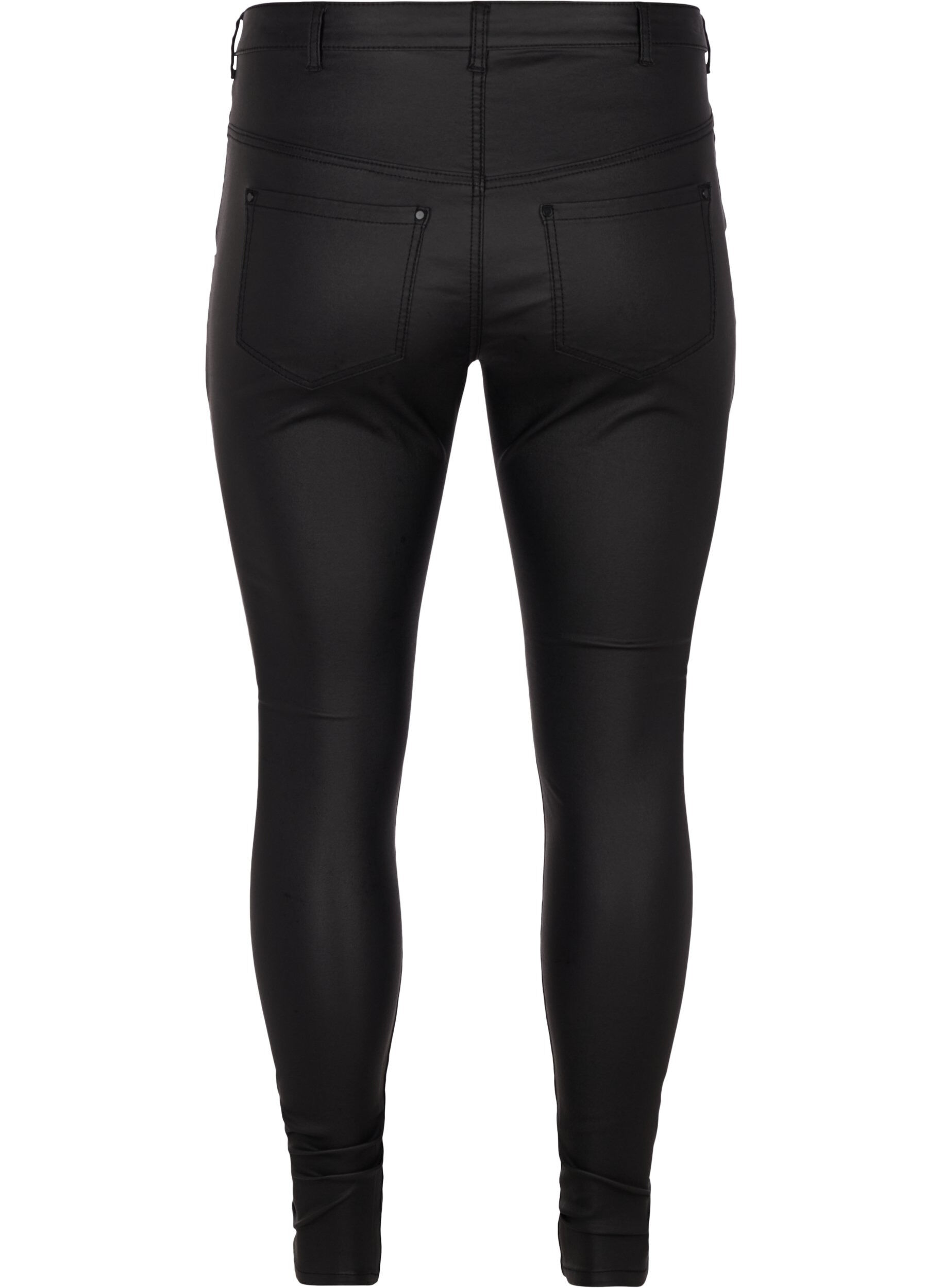 Zizzi Coated Amy Jeans , Black coated, Packshot image number 1