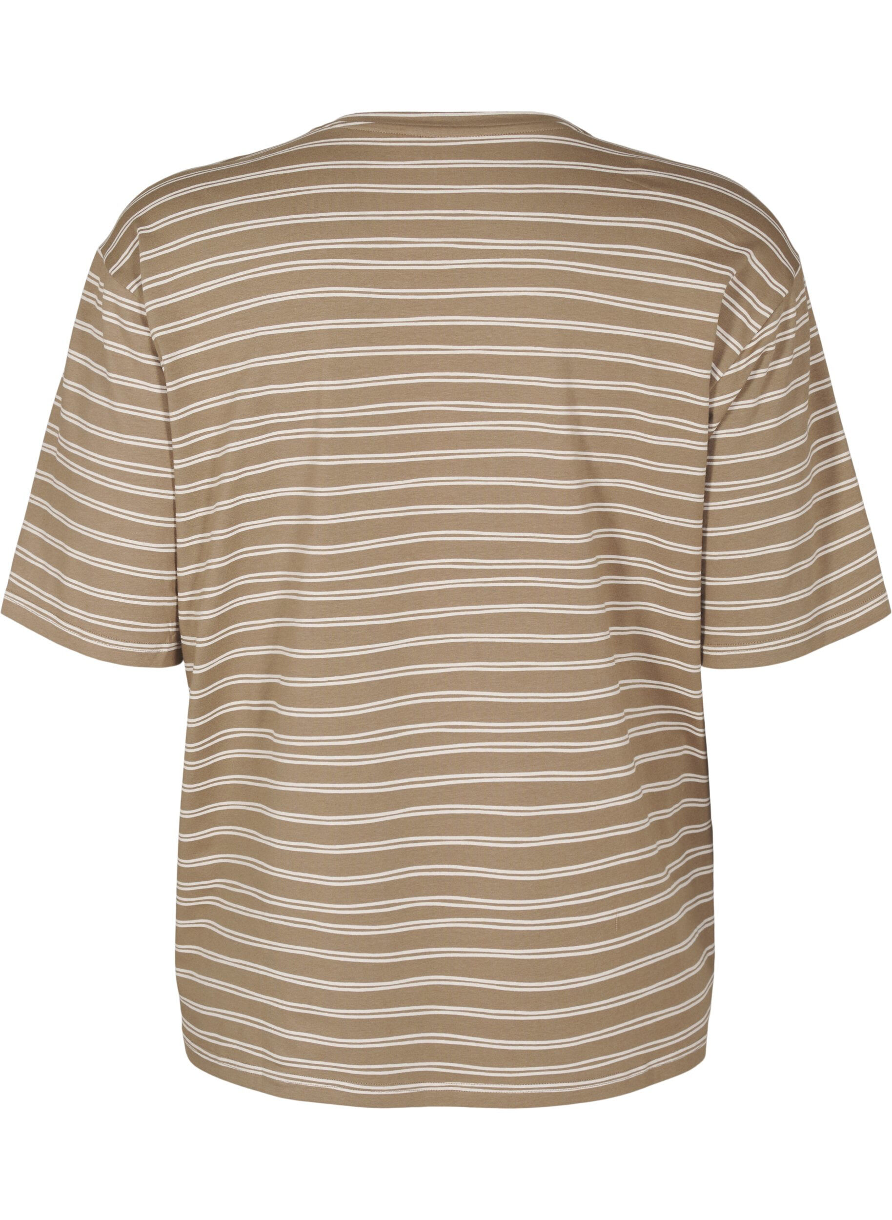 Zizzi Gestreiftes T-Shirt, Braun, Packshot image number 1