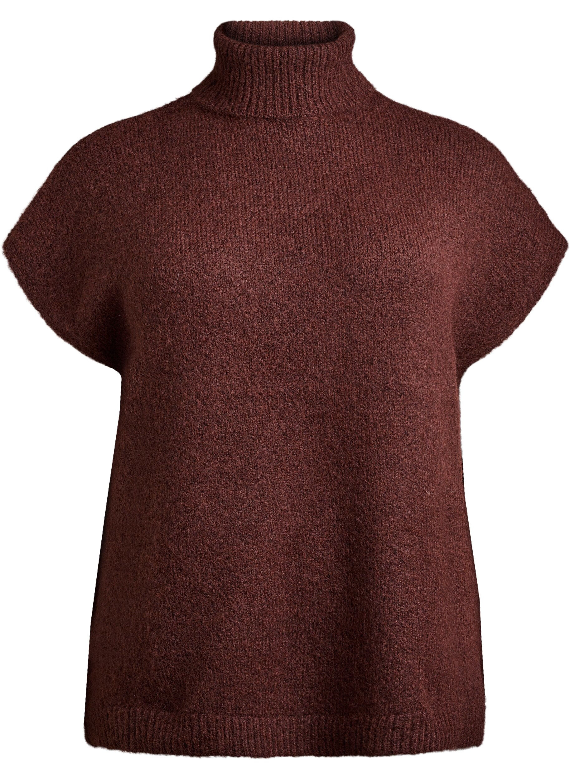 &Auml;rmellose Strickweste mit Rollkragen