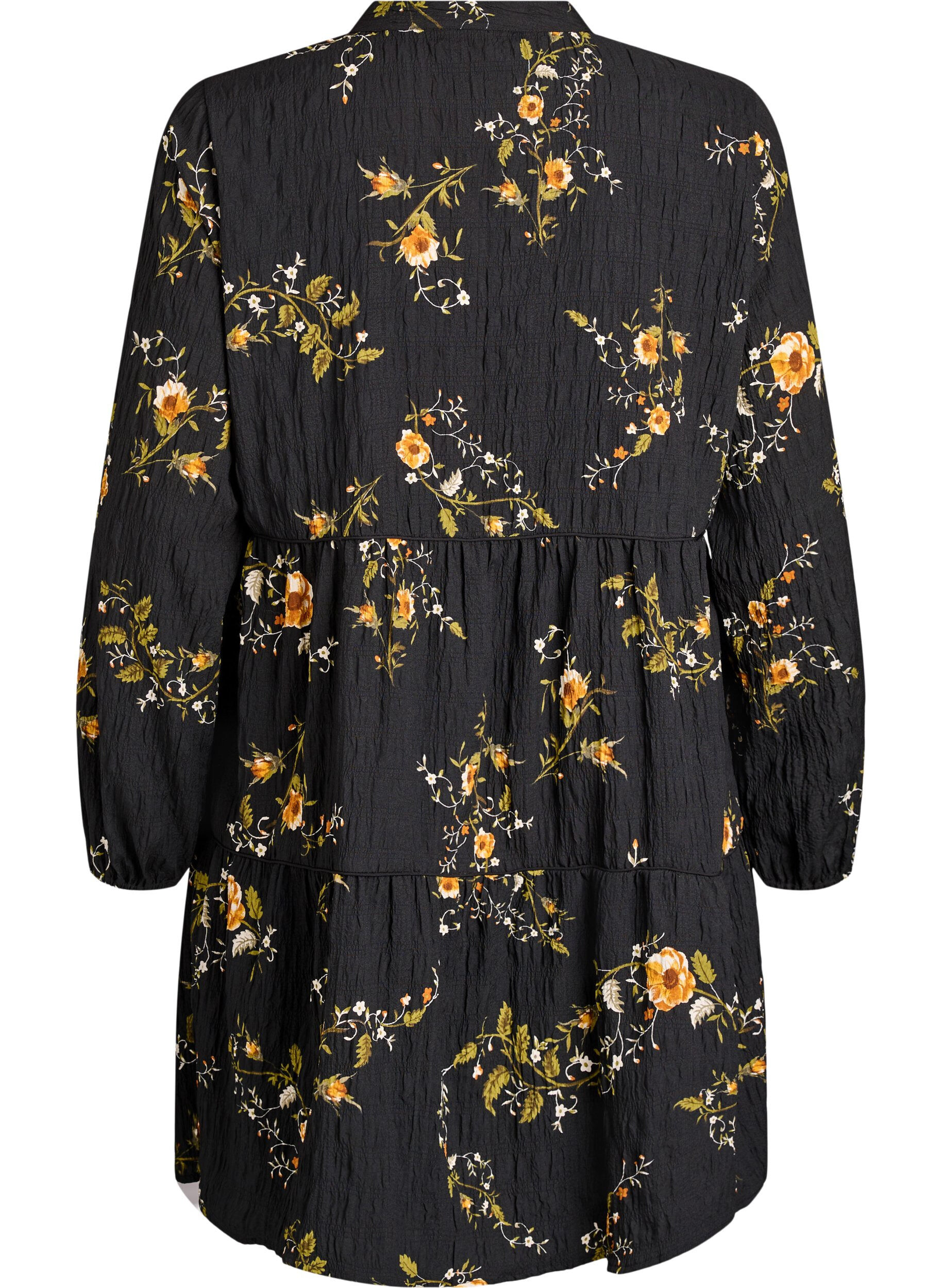 Zizzi Gebl&uuml;mtes Kleid mit Bindeverschluss, Schwarz, Packshot image number 1