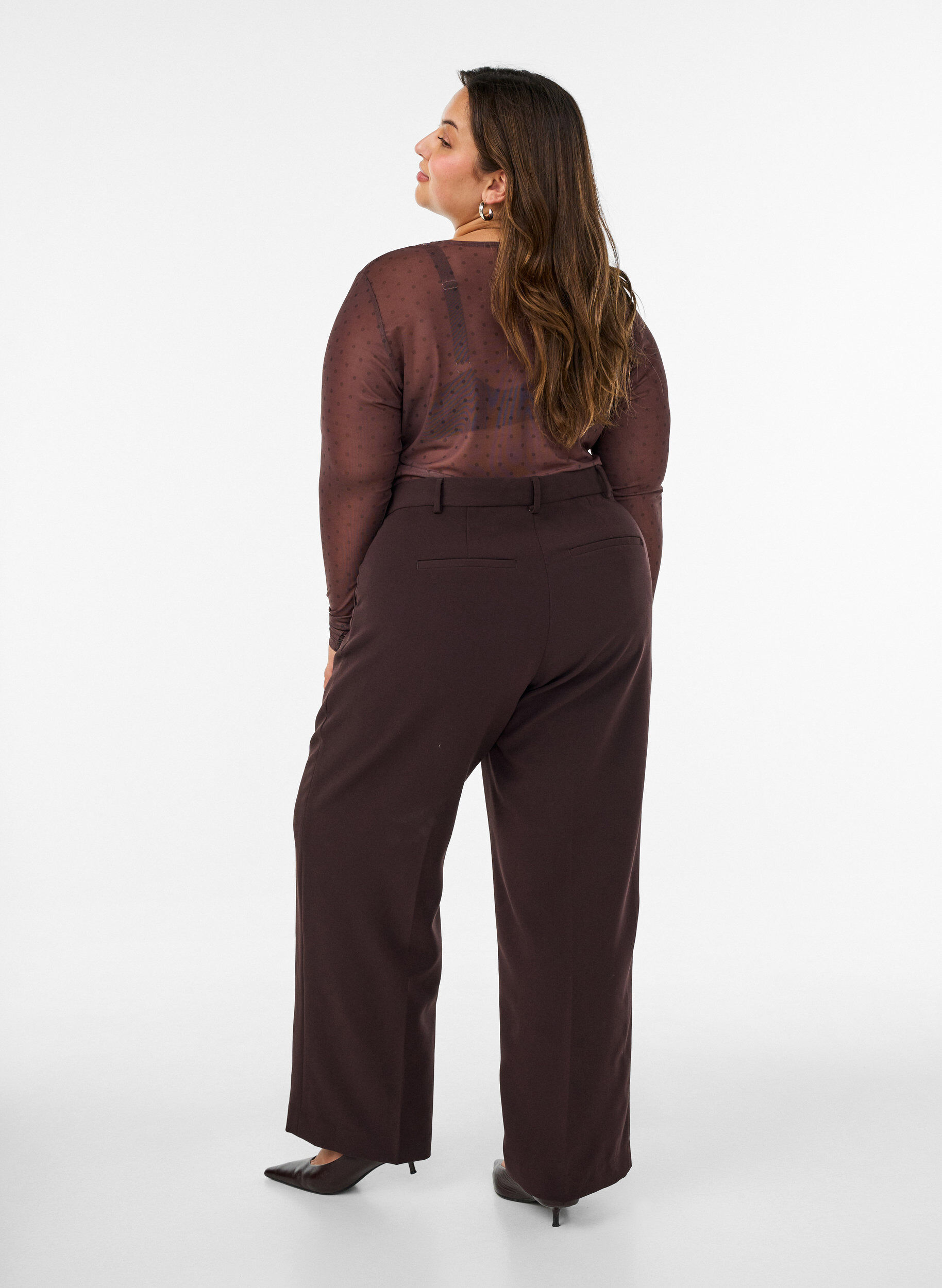 ZizziBluse aus Mesh mit Print, Braun, Model image number 2