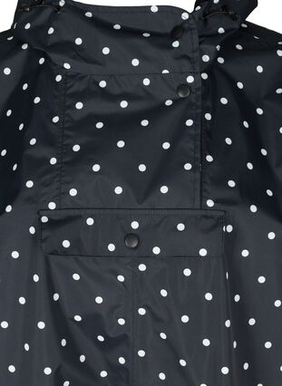 Regenponcho mit Kapuze und Print, Black w/ white dots, Packshot image number 2