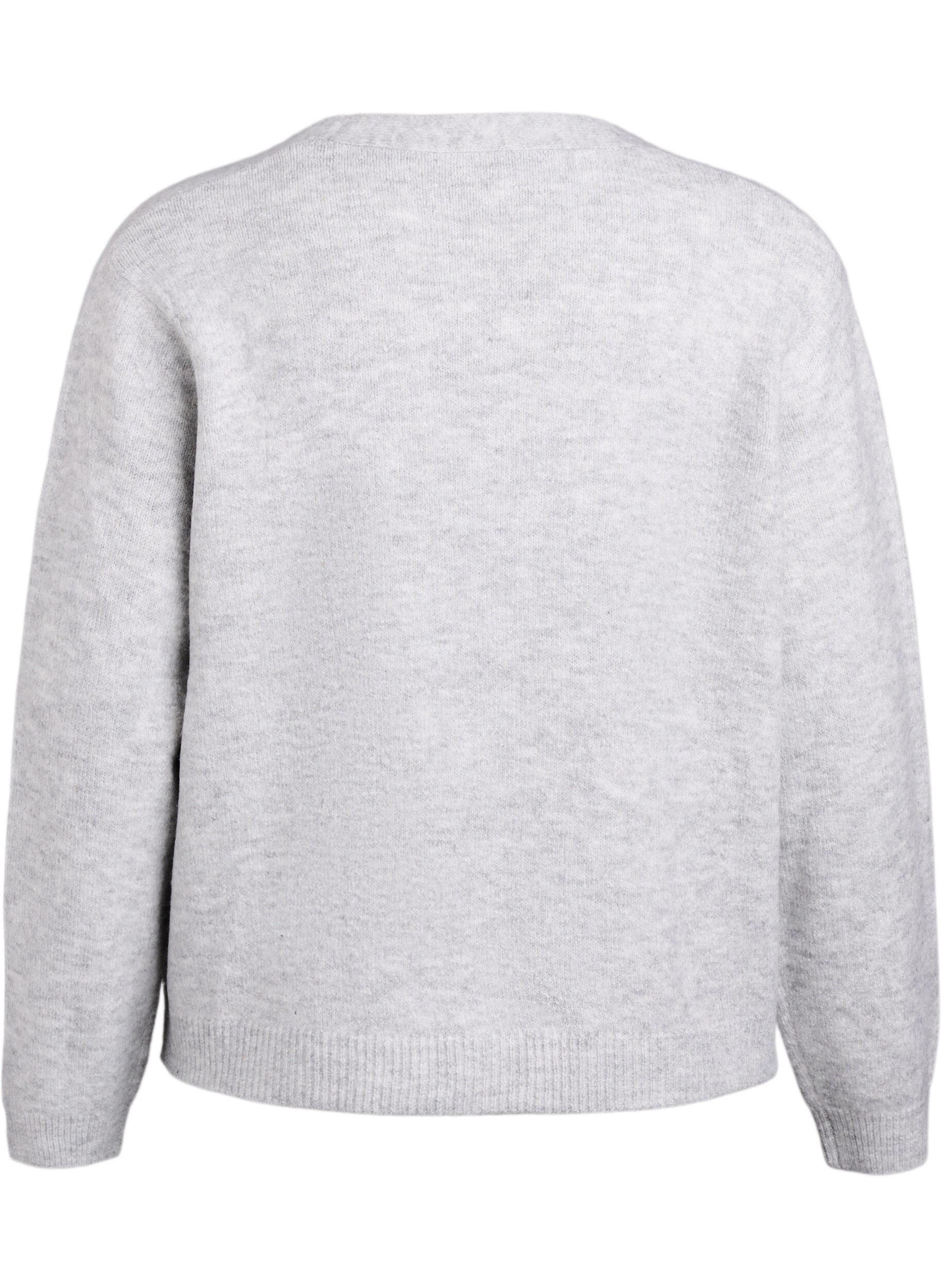 Zizzi Strickjacke mit Perlmuttkn&ouml;pfen, Grau, Packshot image number 1