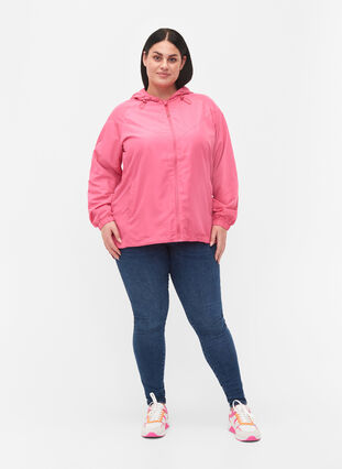 Kurze Jacke mit Kapuze und verstellbarer Saum, Hot Pink, Model image number 2