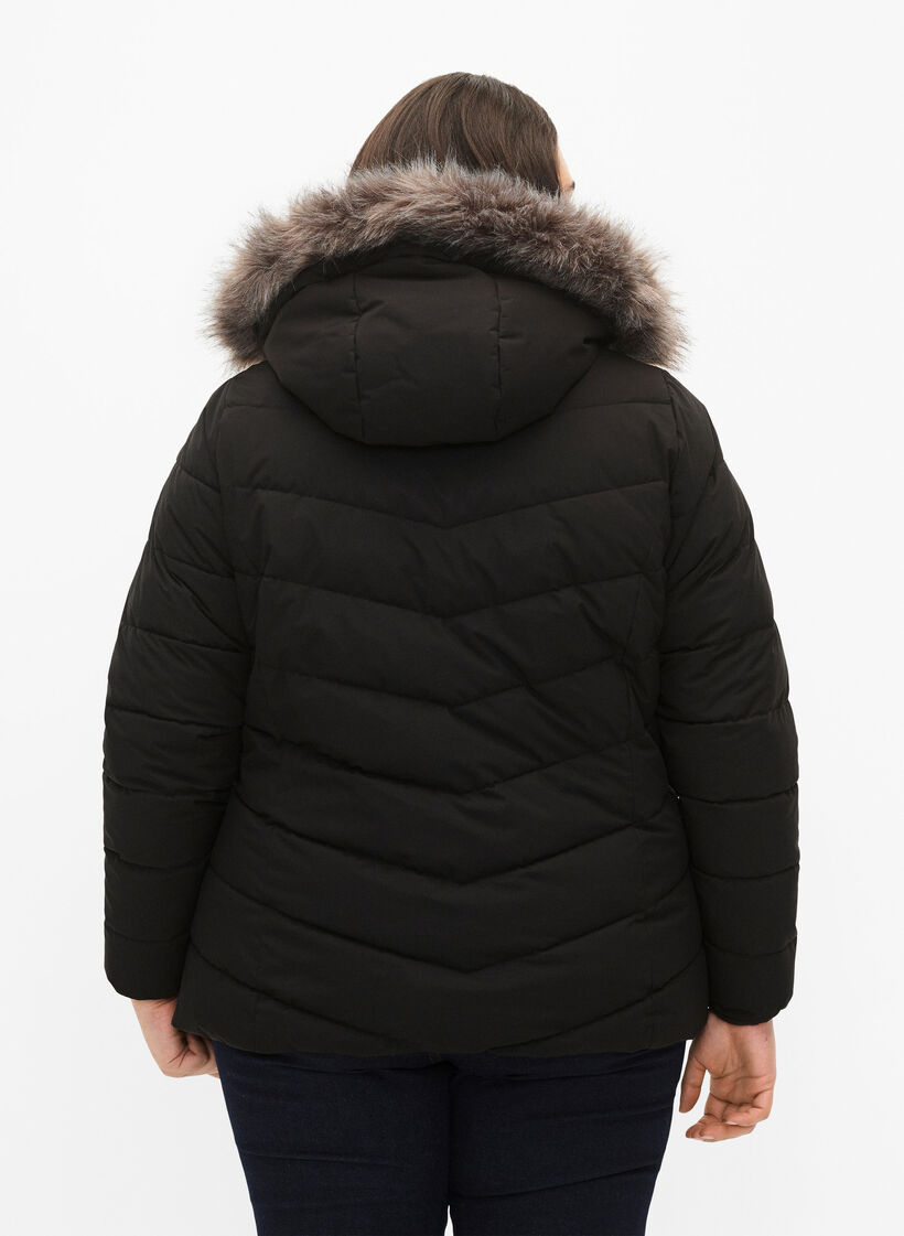 Kurze Steppjacke mit Kapuze, Black, Model image number 1
