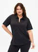Polo-T-Shirt mit V-Ausschnitt, Black, Model image number 0