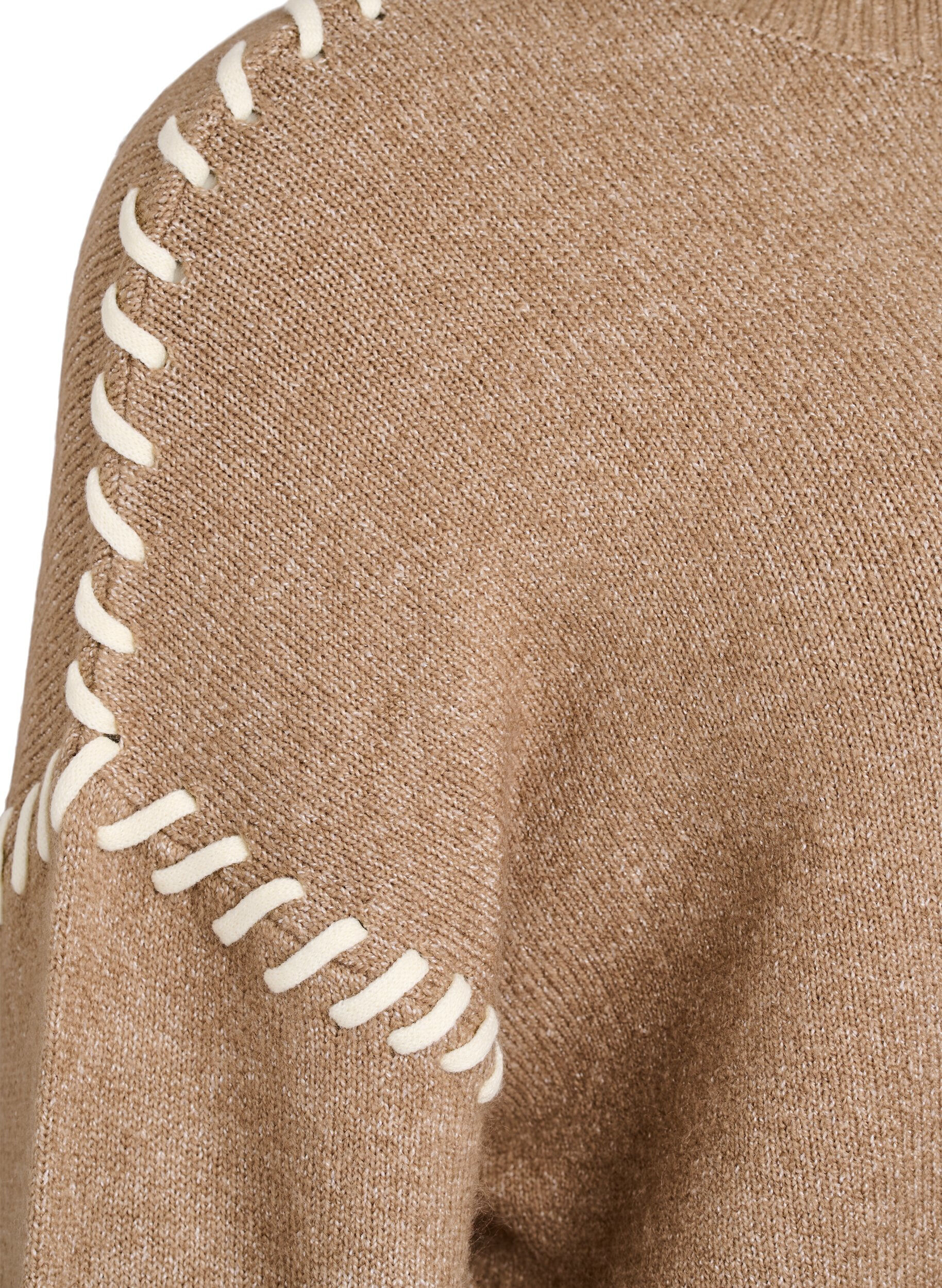Zizzi Pullover mit Ziern&auml;hten, Braun, Packshot image number 3