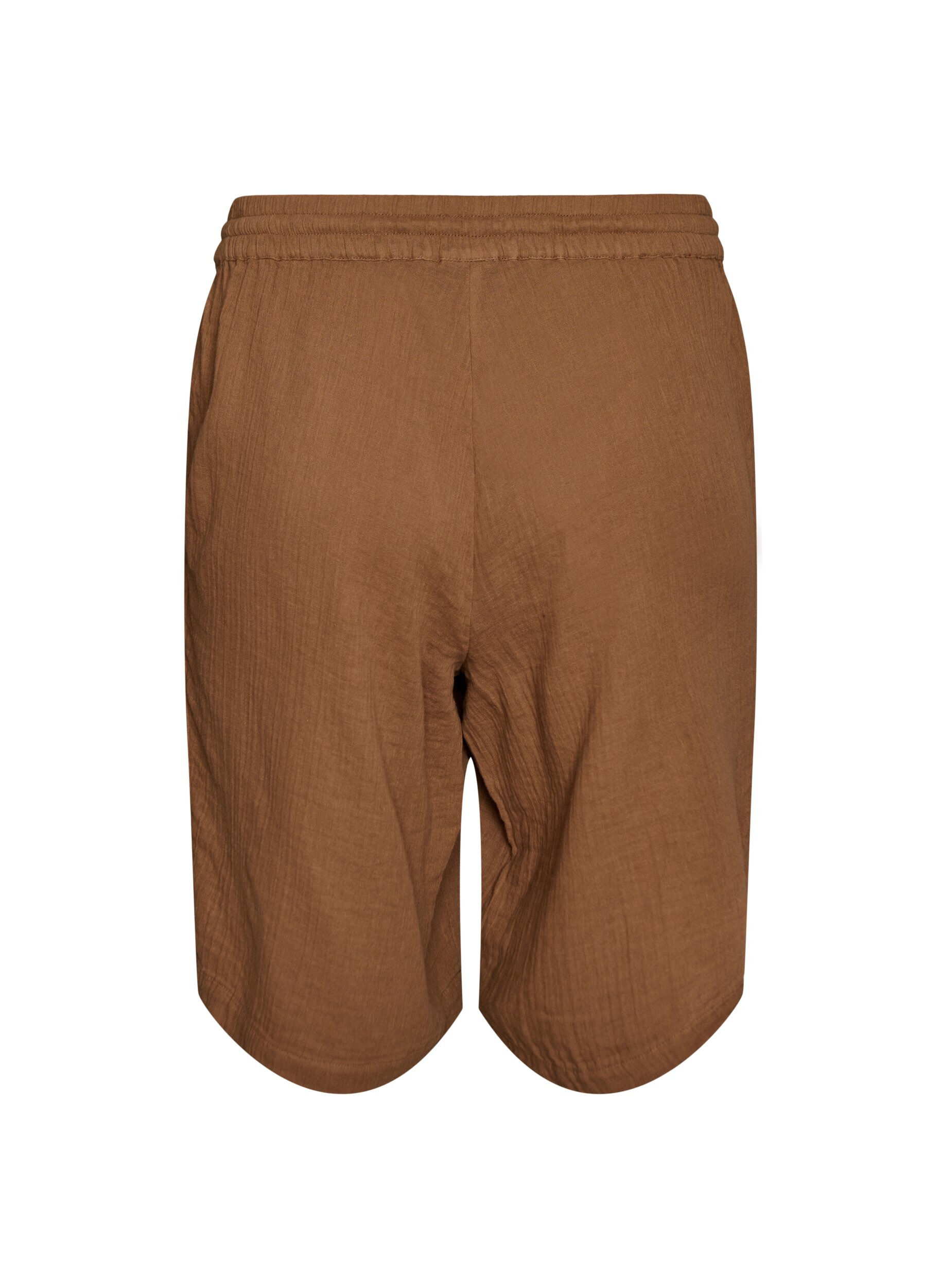 ZizziLockere Shorts aus Baumwollmusselin mit hoher Taille, Braun, Packshot image number 1