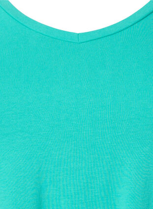 Einfarbiges basic T-Shirt aus Baumwolle, Aqua Green, Packshot image number 2