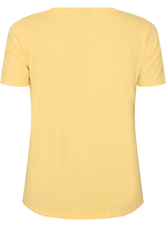 Einfarbiges basic T-Shirt aus Baumwolle, Gelb, Packshot image number 1