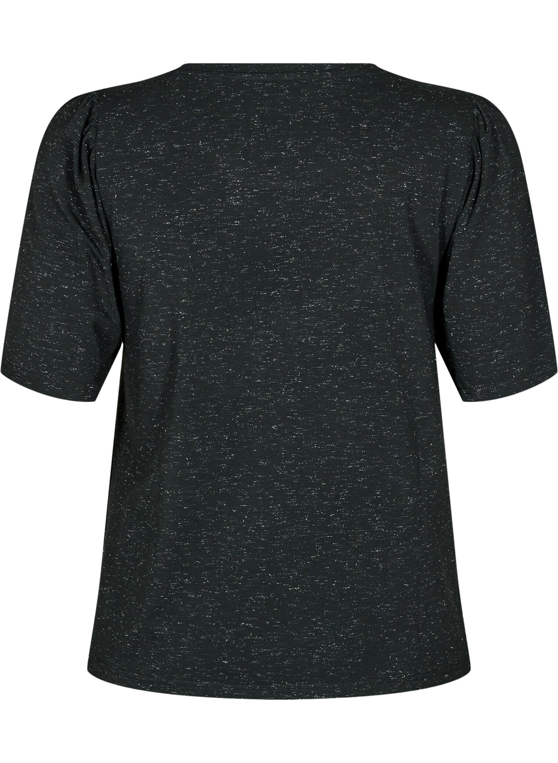 Zizzi T-Shirt mit Glitzer und kurzen Puff&auml;rmeln, Schwarz, Packshot image number 1