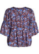 Gebl&uuml;mte Bluse mit R&uuml;schen&auml;rmeln, Braun, Packshot image number 1