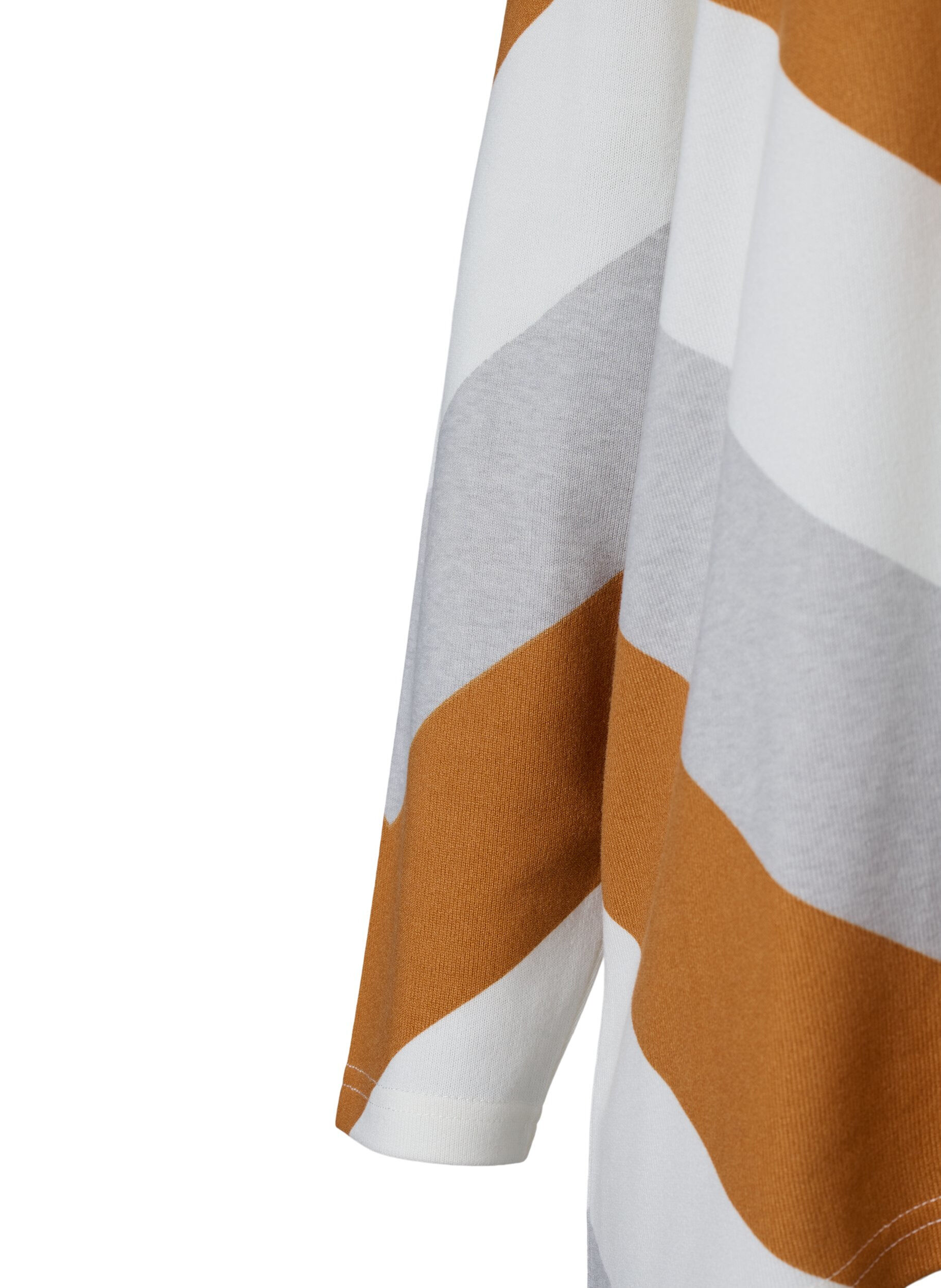 Zizzi Gemusterte Bluse mit langen &Auml;rmeln, Beige Zig Zag, Packshot image number 3