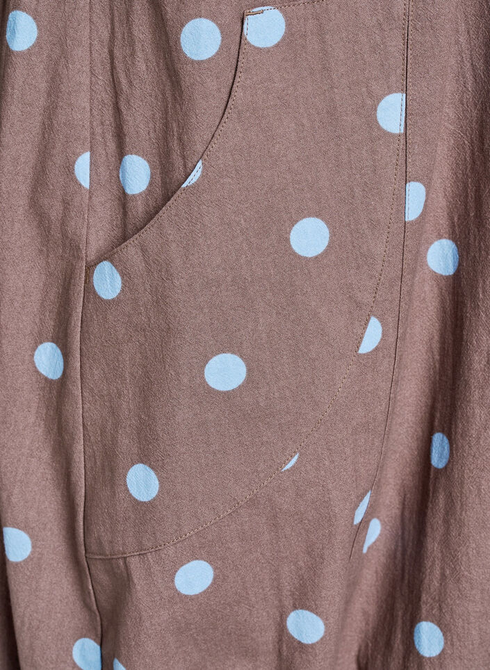 Kurzärmliges Baumwollkleid mit Print, Blau, Packshot image number 3