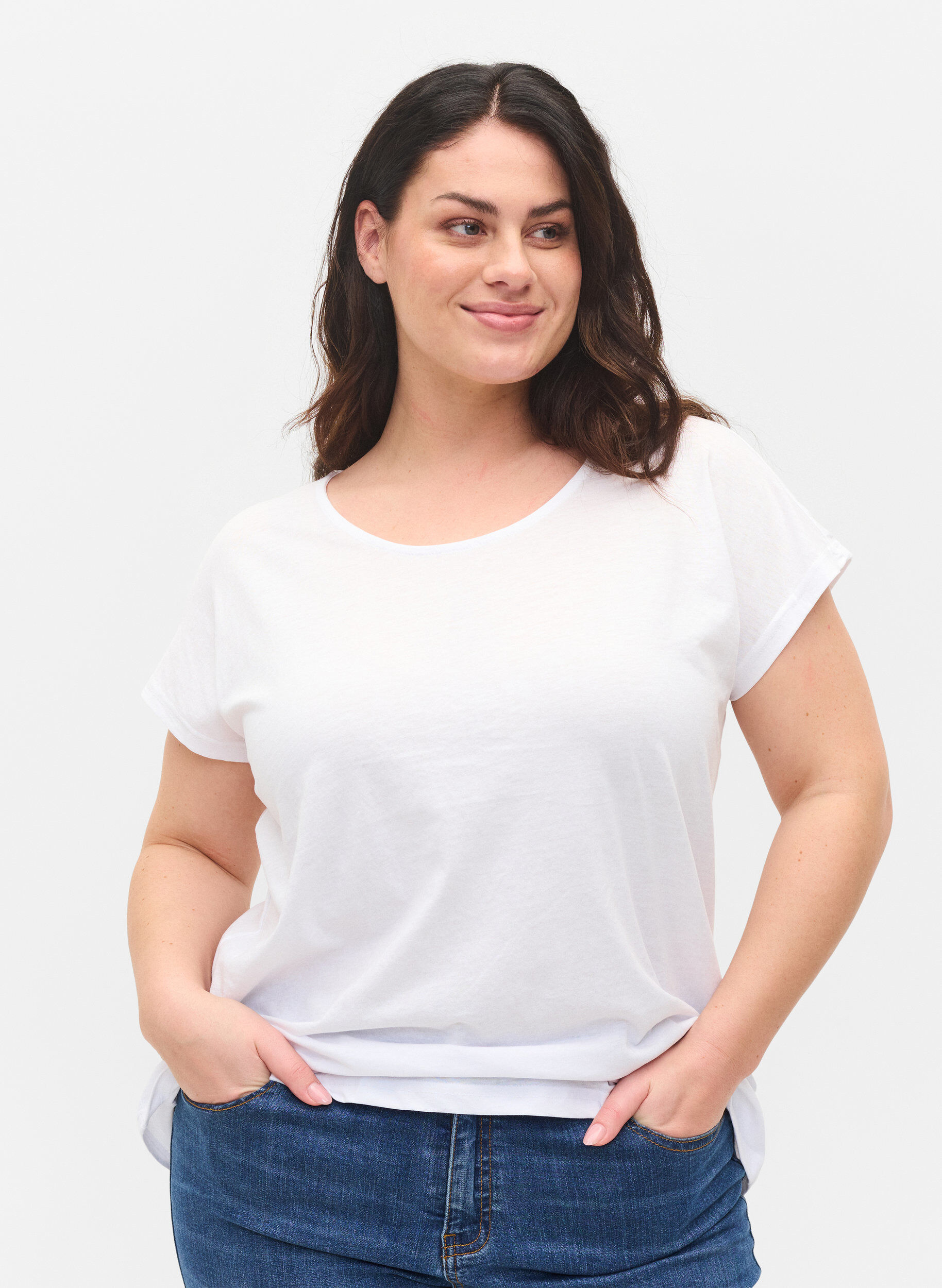 Zizzi T-Shirt, Bright White, Model image number 0