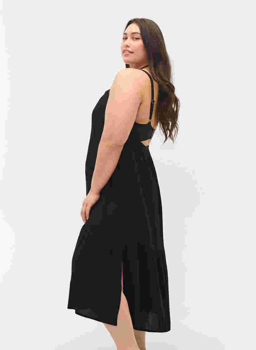Langes Strandkleid aus Viskose, Black, Model image number 2