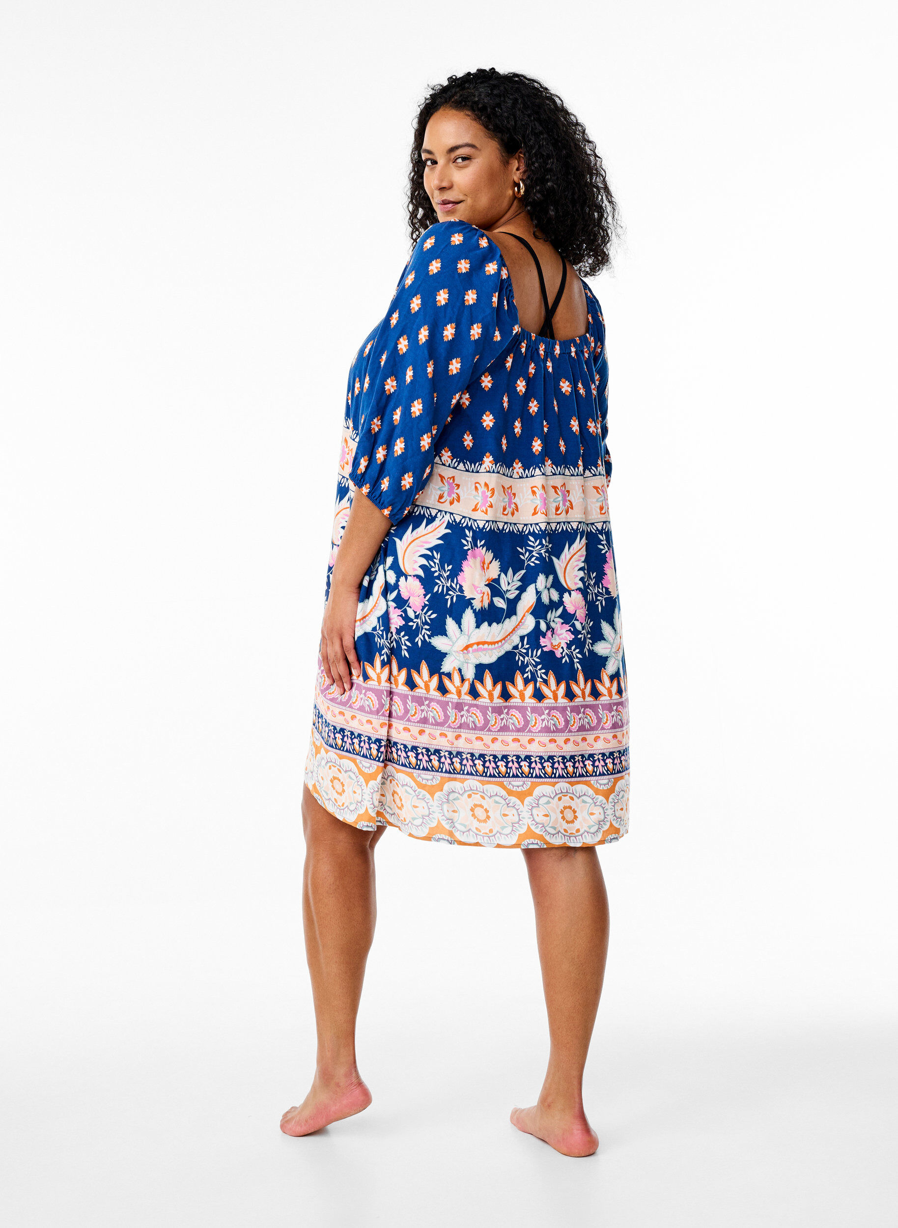 Zizzi Strandkleid aus Viskose mit Print, Blau, Model image number 2