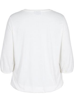 Einfarbige Bluse mit 3/4-Ärmel, White Mel, Packshot image number 1