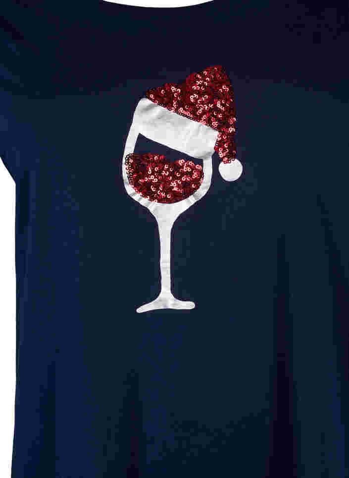 Weihnachts-T-Shirt aus Baumwolle, Navy Blazer Wine, Packshot image number 2