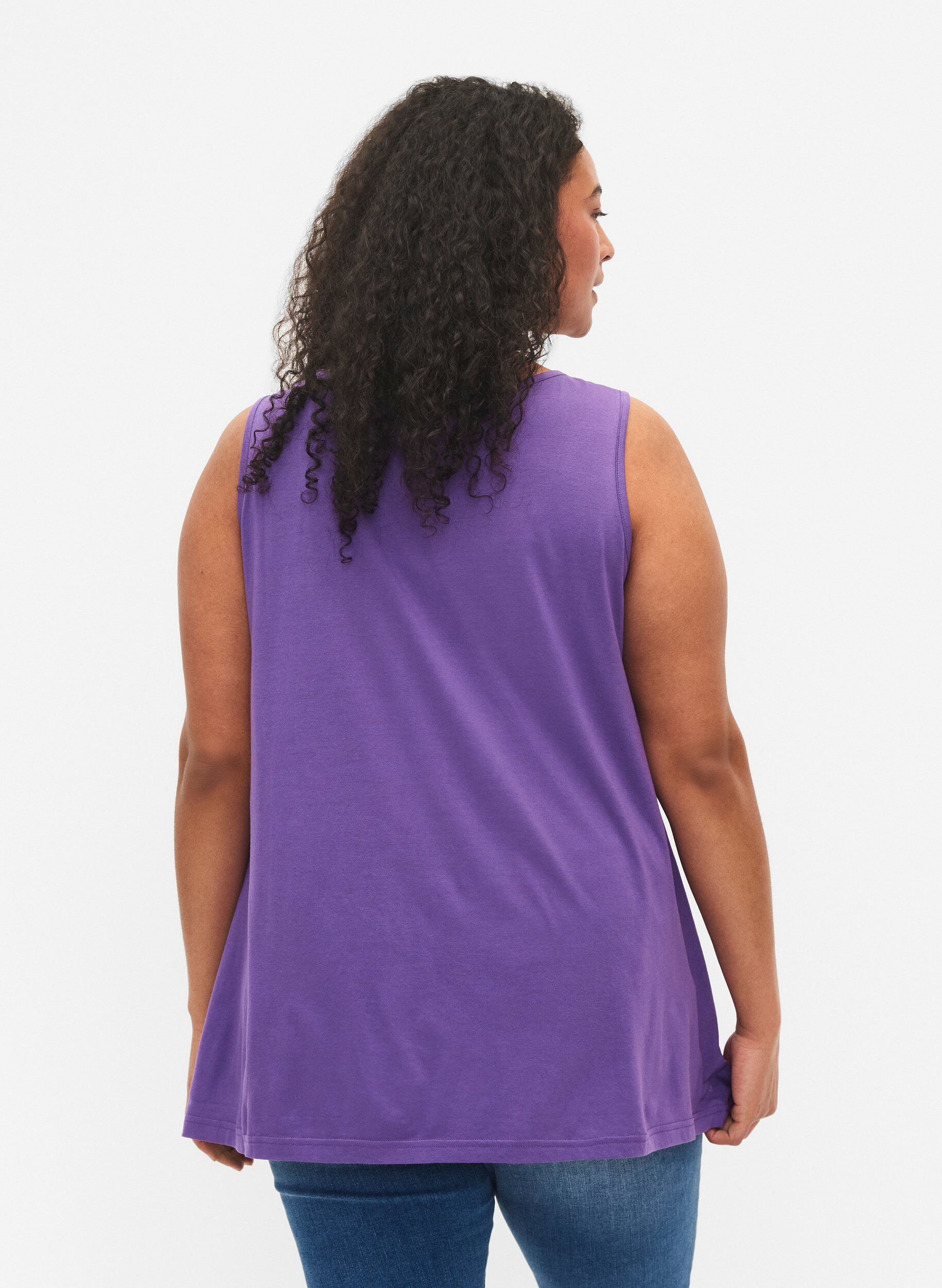 Zizzi 2er-Pack Tops aus einer Baumwollmischung, Deep Lavender/Black, Model image number 1