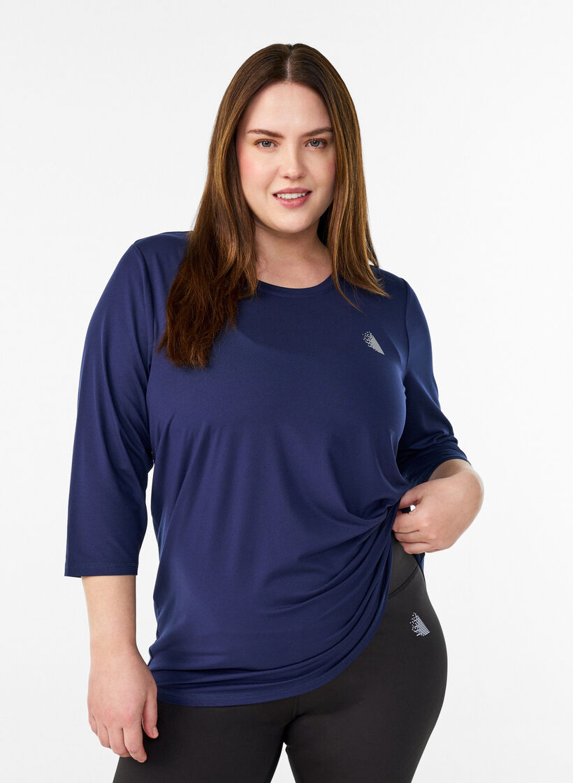 Trainingsshirt mit 3/4-&Auml;rmeln, Blau, Model image number 0