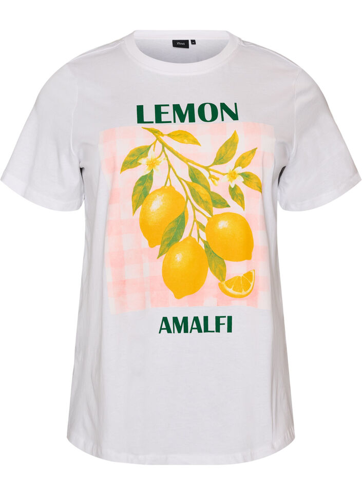 T-shirt aus Baumwolle mit Print, Wei&szlig;, Packshot image number 0