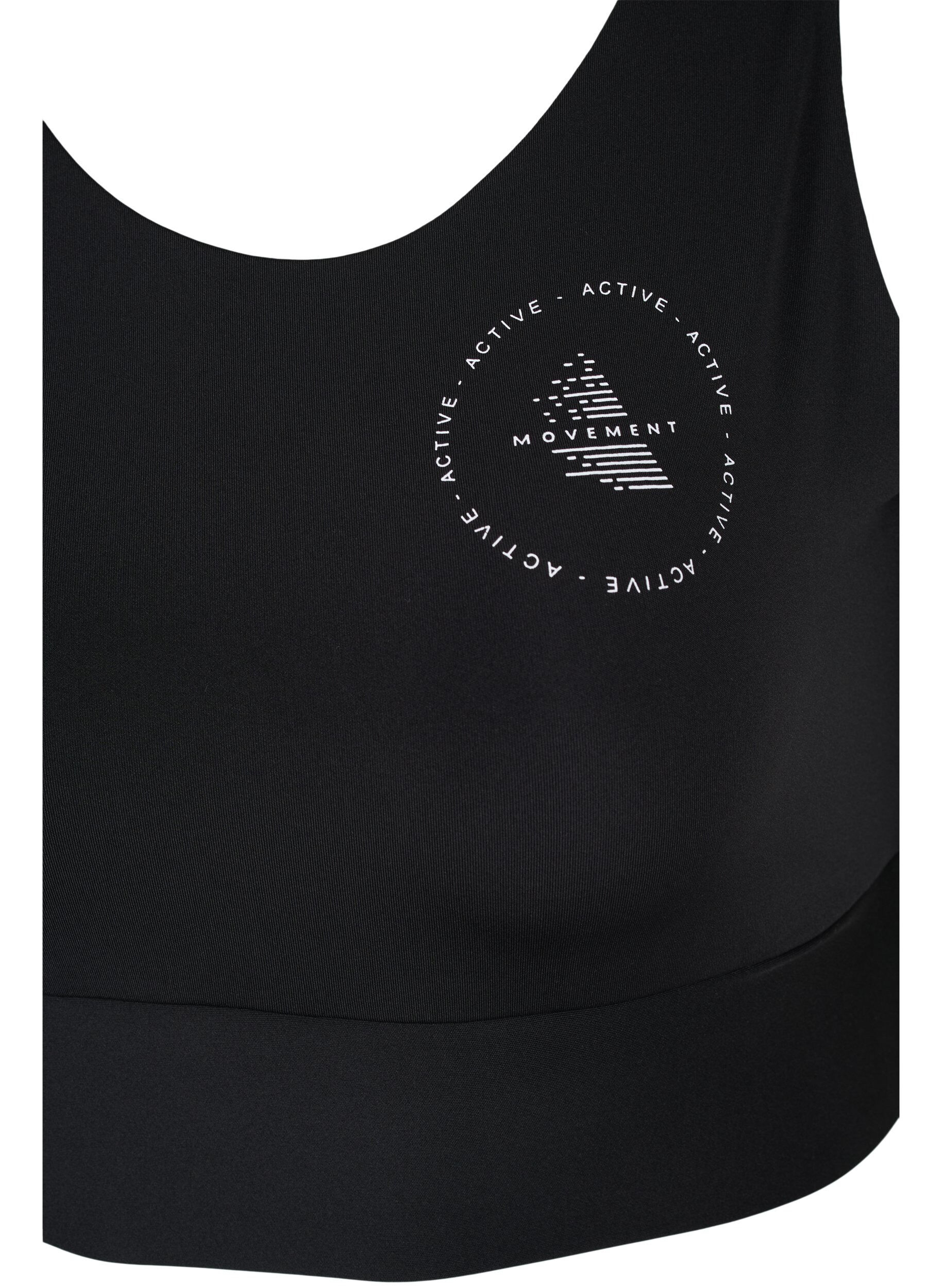 Zizzi CORE, MID SUPPORT SPORTS BRA - Sport-BH mit V-R&uuml;cken, Black, Packshot image number 2