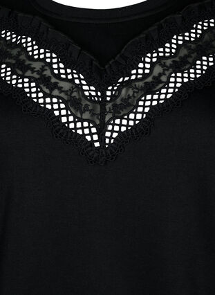 Sweatshirt mit Rüschen und Häkeldetail, Black, Packshot image number 2
