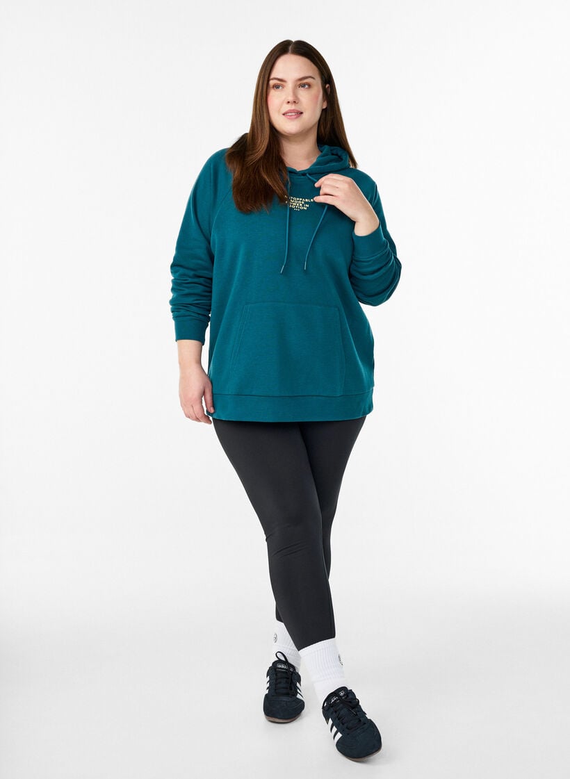 Hoodie mit gesticktem Frontmotiv, Gr&uuml;n, Model image number 1