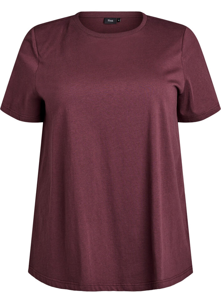 Basic-T-Shirt aus Baumwolle mit Schulterpolstern, Dunkles Bordeaux, Packshot image number 0