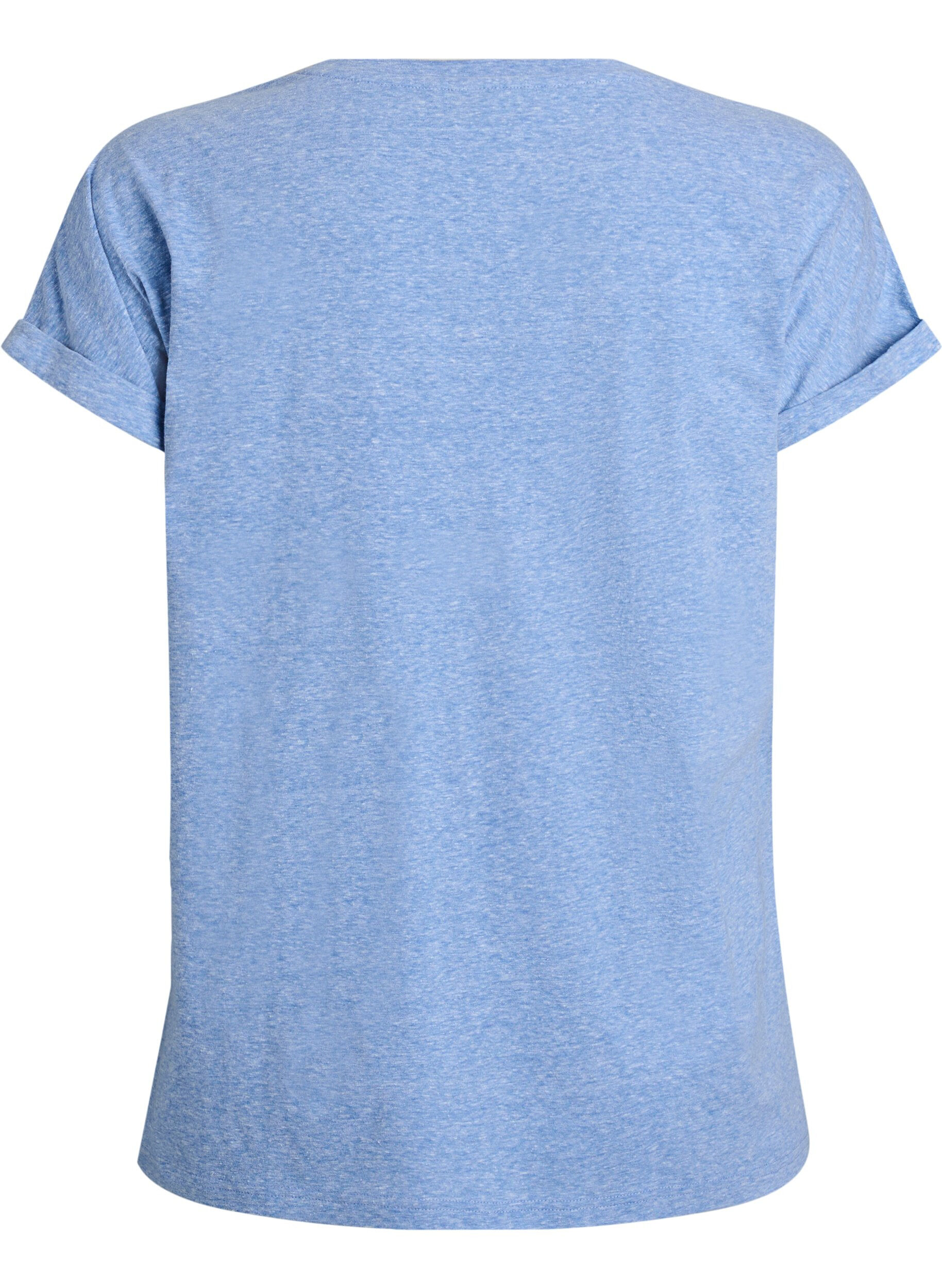 Zizzi Melange T-Shirt mit kurzen &Auml;rmeln, Blau, Packshot image number 1