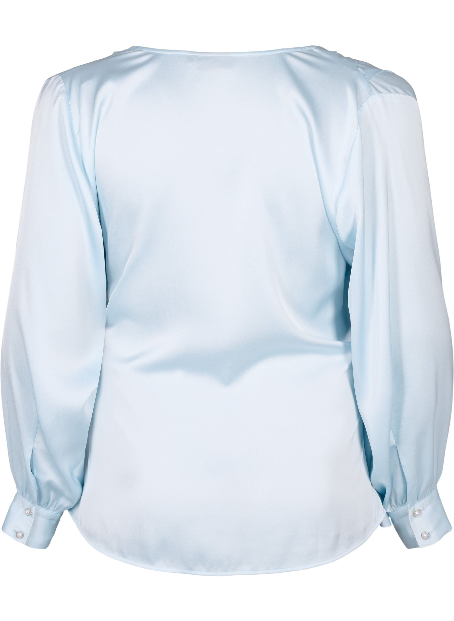 Zizzi  Partybluse aus Satin in Wickeloptik, Delicate Blue, Packshot image number 1
