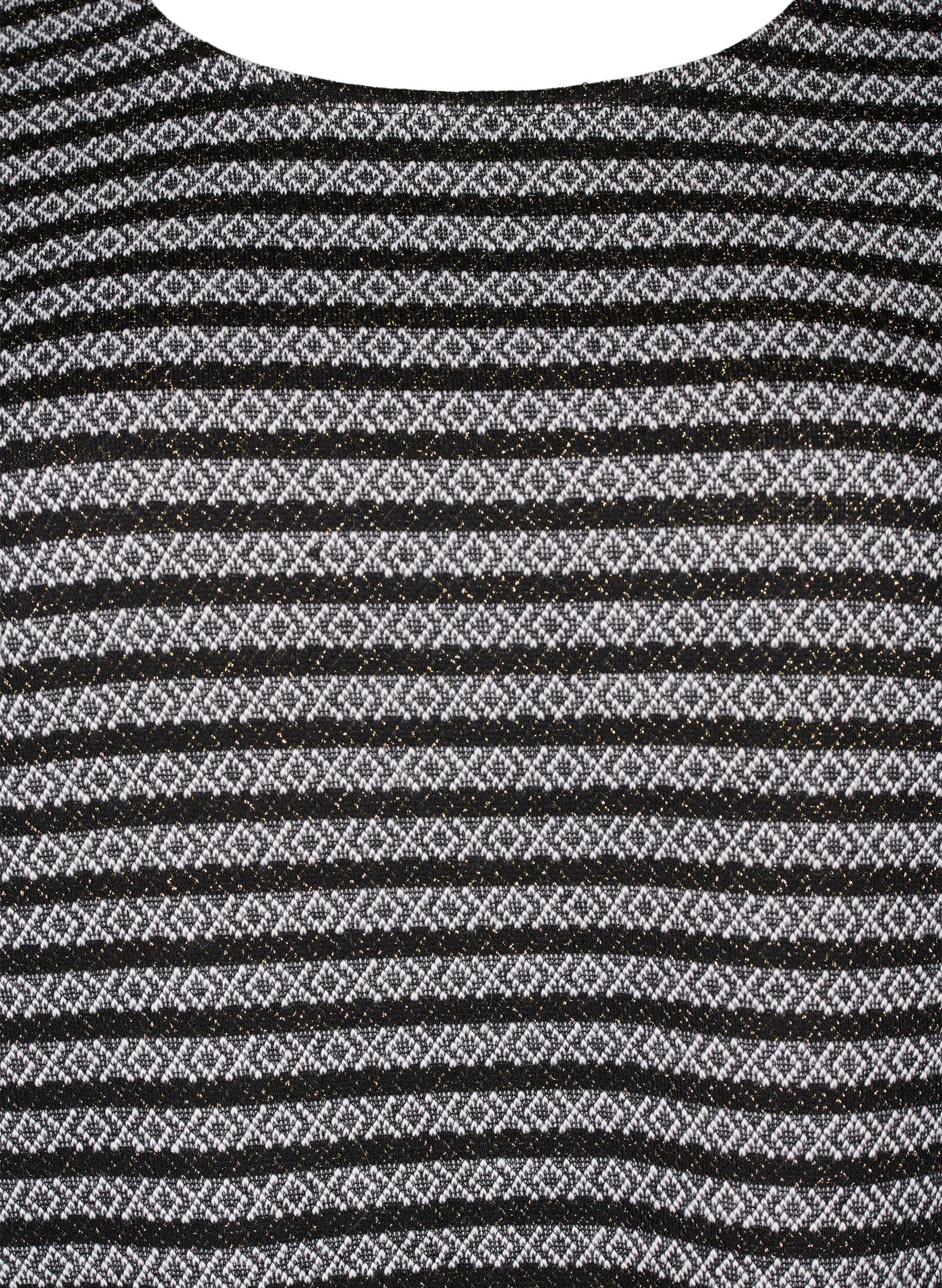 Zizzi  Rundhalsbluse mit Streifenmuster, Black Stripe, Packshot image number 2