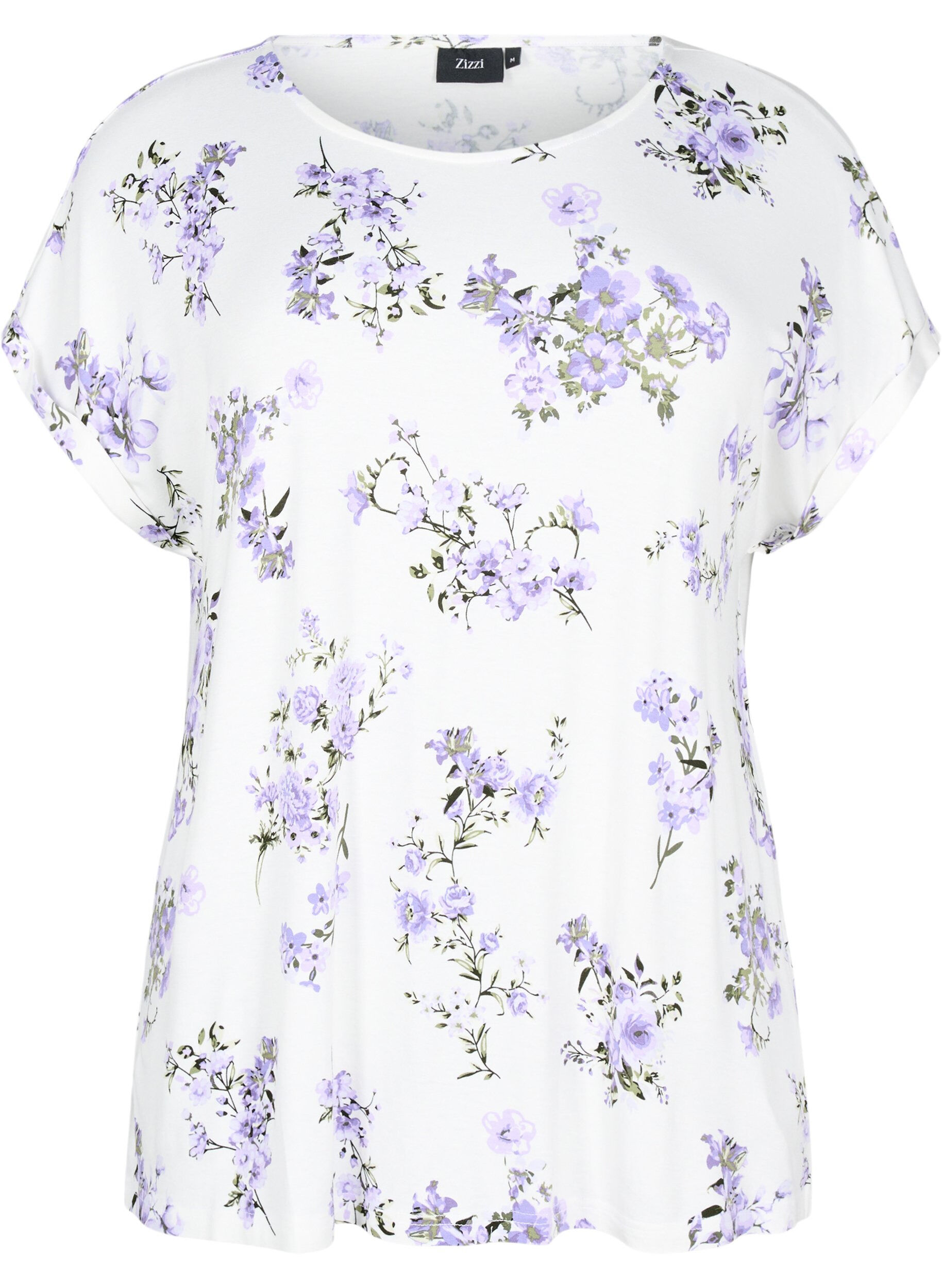 Zizzi T-Shirt mit floralem Print, Lila, Packshot image number 0