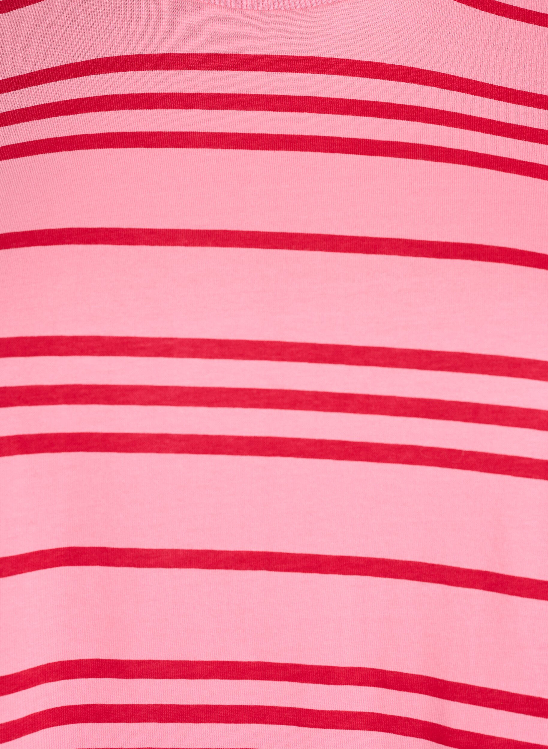 Zizzi Gestreiftes T-Shirt aus Baumwolle, Pink, Packshot image number 2