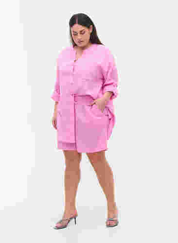 Bluse mit 3/4-Ärmeln und Knopfverschluss, Begonia Pink, Model image number 2