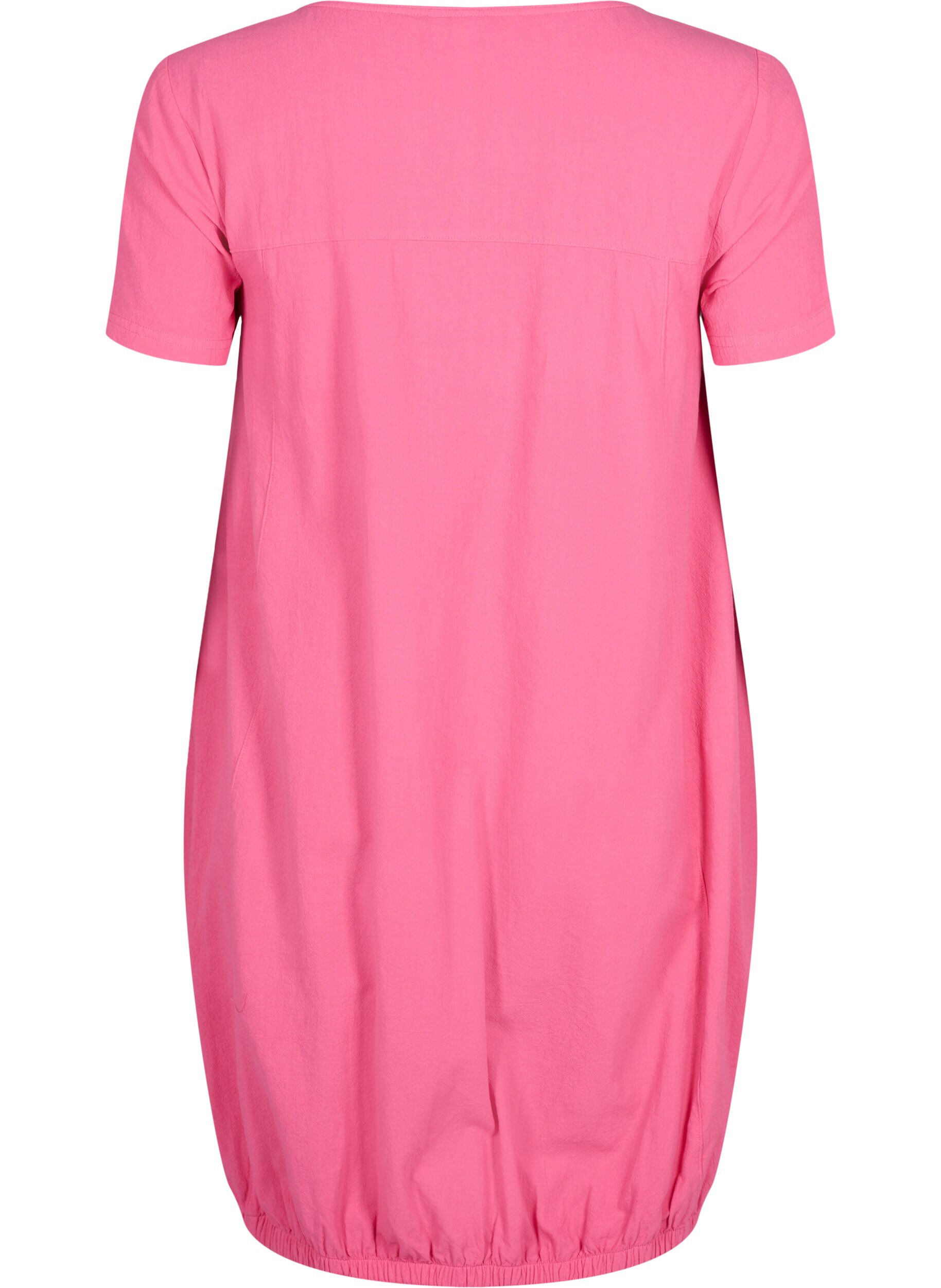 Zizzi Baumwollkleid mit kurzen &Auml;rmeln, Pink, Packshot image number 1