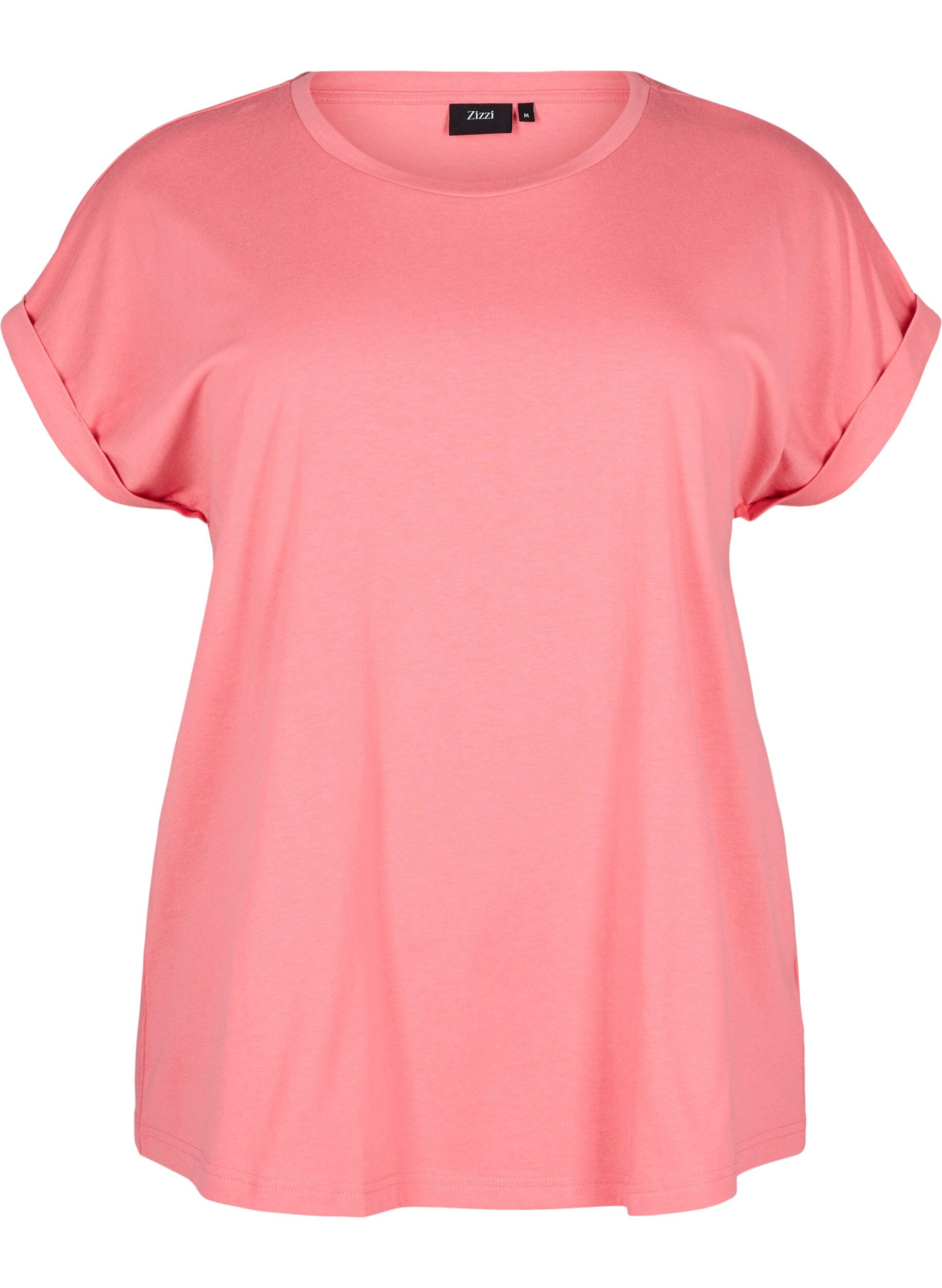 ZizziKurz&auml;rmliges T-Shirt aus einer Baumwollmischung, Rot, Packshot image number 0