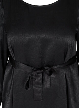 Kleid mit Struktur und Puffärmeln, Black, Packshot image number 2