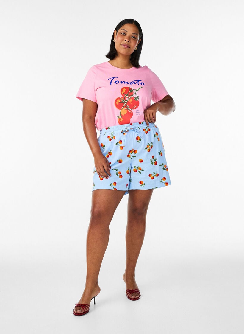 T-Shirt aus Bio-Baumwolle mit Tomaten-Print, Pink, Model image number 1