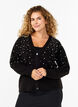 Strickjacke mit Perlen, Black White Pearls, Model image number 0