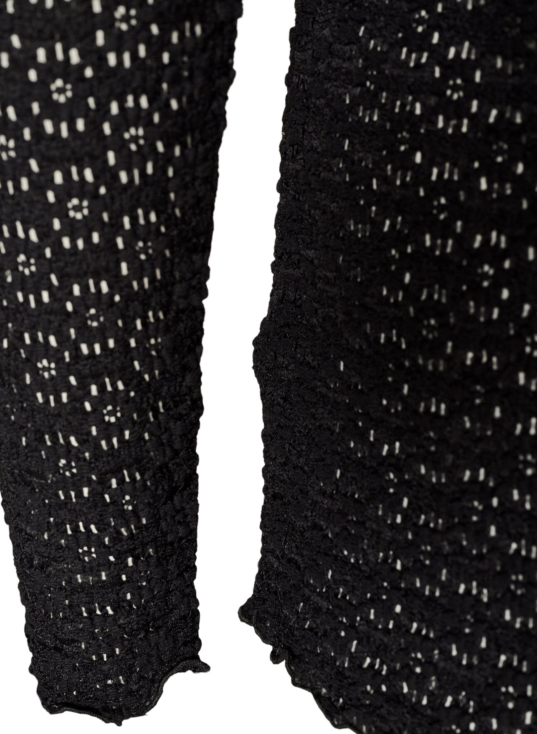 ZizziBluse mit Lochmuster und langen &Auml;rmeln, Schwarz, Packshot image number 3