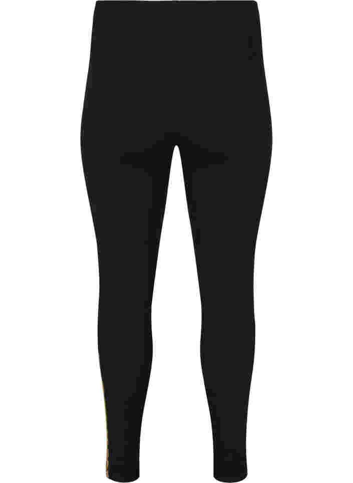 Einfarbige Leggings mit Print, Black, Packshot image number 1