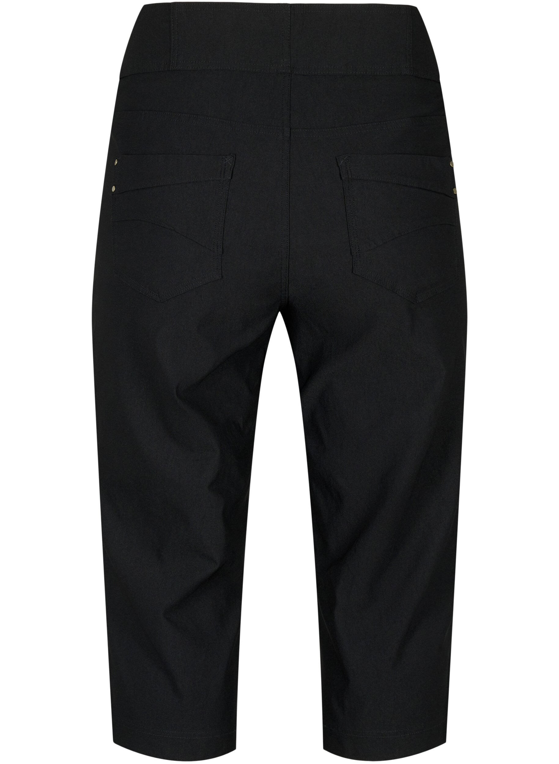 Zizzi Eng anliegende Capri-Hose mit hoher Taille, Black, Packshot image number 1
