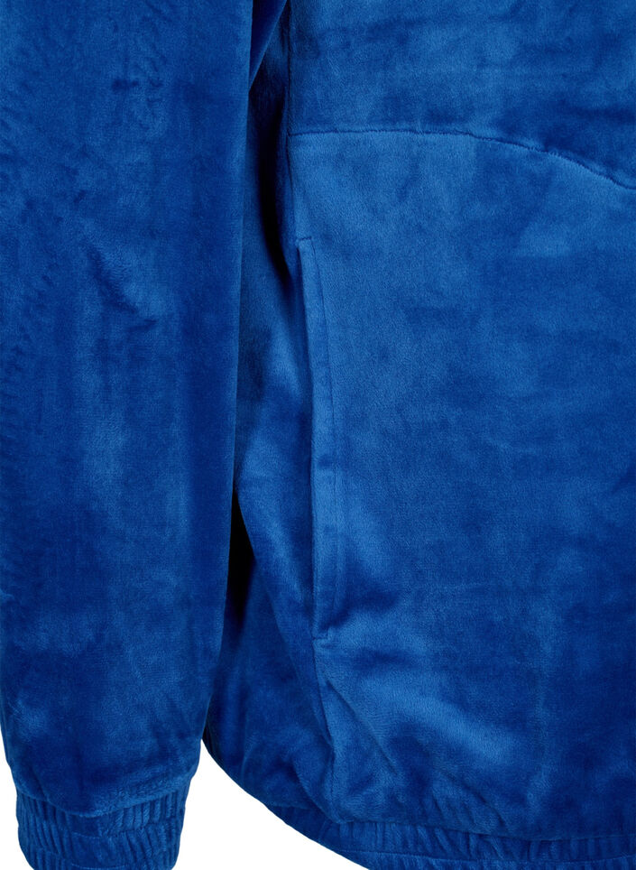 Cardigan aus Velours mit Reißverschluss und Kapuze , Blau, Packshot image number 3
