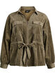 Hemdjacke aus Cord mit Bindegürtel und Taschen, Grün, Packshot image number 0