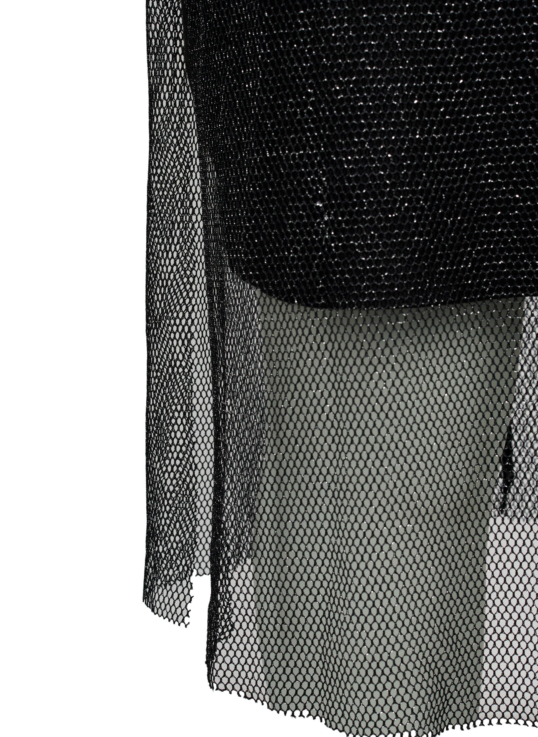 Zizzi Netzkleid mit langen &Auml;rmeln, Black w. Silver, Packshot image number 3