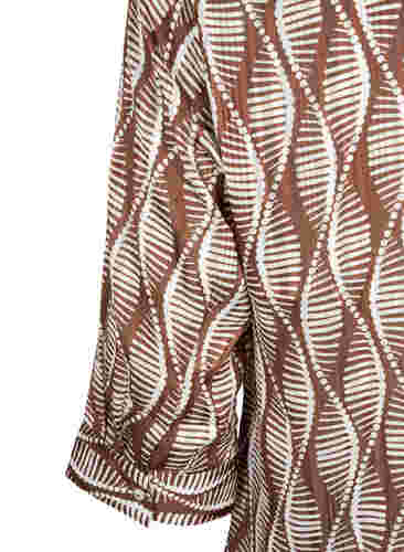 Bluse mit Print und 3/4-Ärmeln, Brown Abstract AOP, Packshot image number 3