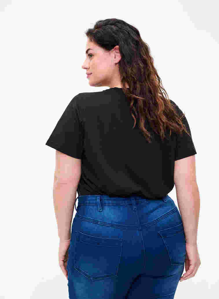 Kurzarm T-Shirt mit Print, Black BG, Model image number 1
